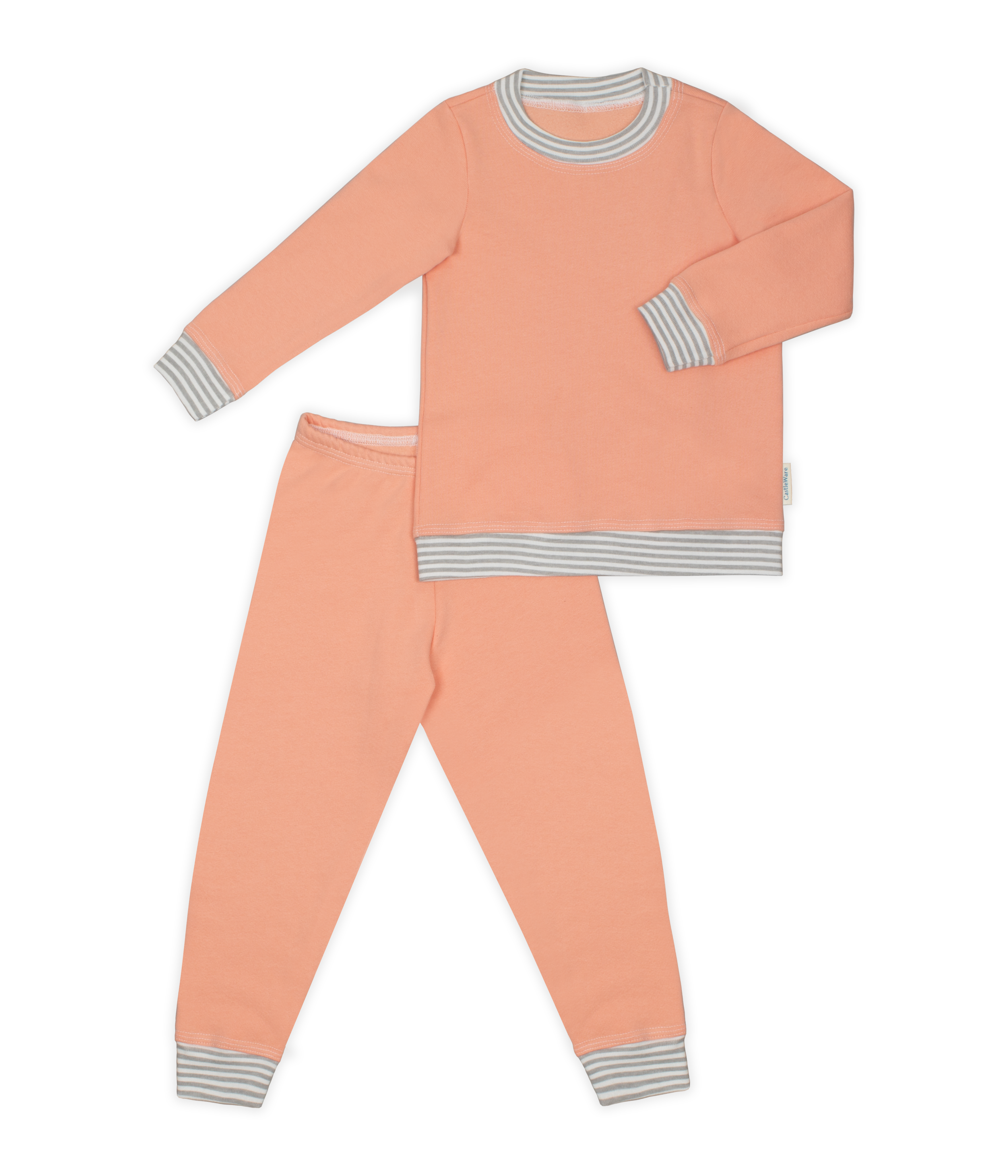 Organic Cotton Fleece Pajama and Play Set TOG 2.0 Candy Coral with Gray Stripe Pajama and Play Set CastleWare Baby CWB-975-37_13f8f0bf-ac35-438f-8572-ef8b96d8e03a