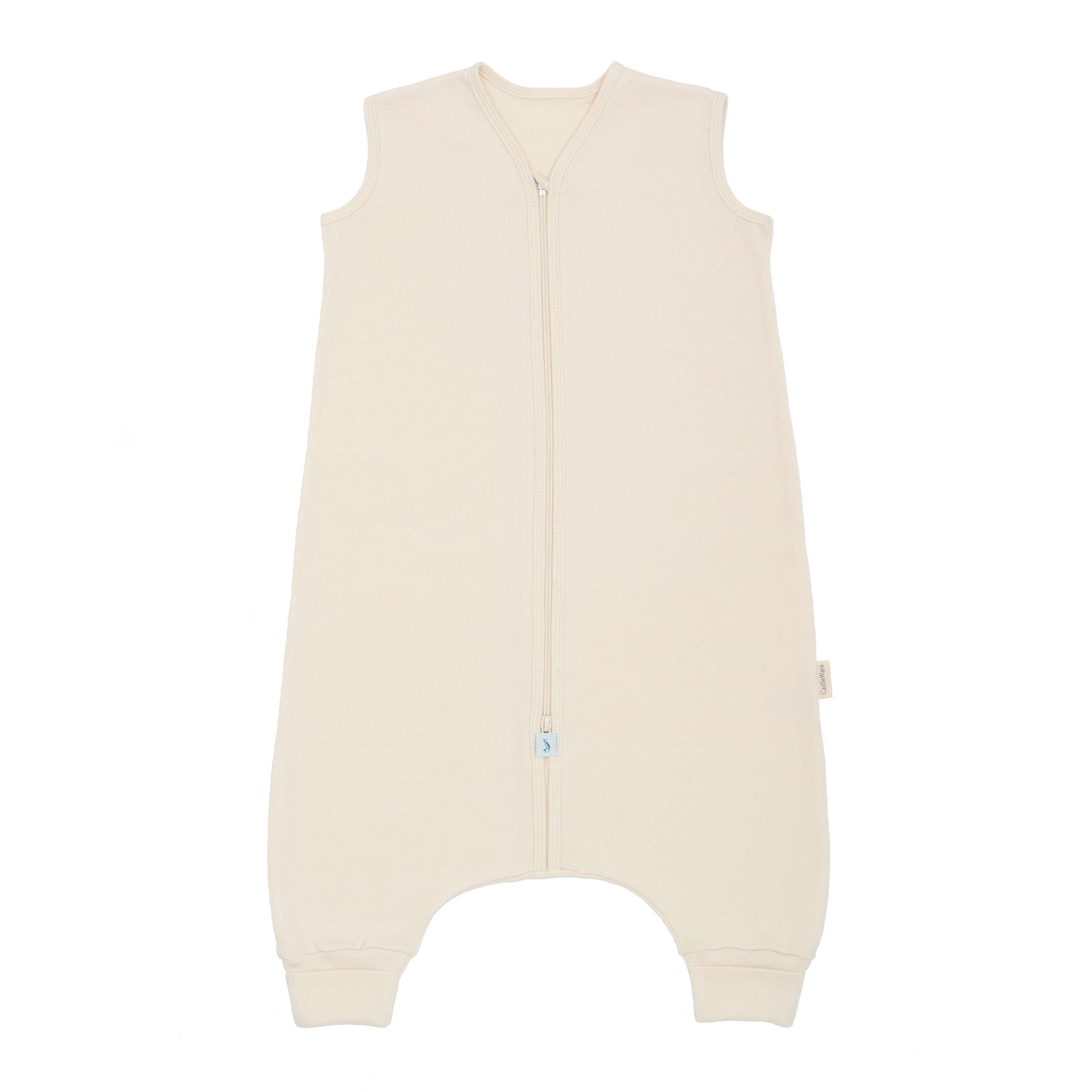 Sleeveless Organic Cotton Rib Knit Sleeper Bag For Walkers TOG 1.5 Natural (un-dyed) Sleep Sack for Walkers CastleWare Baby 911-00-L2020