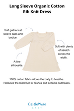 Girls Long Sleeve Organic Cotton Rib Knit Dress Long Sleeve Dress CastleWare Baby CastleWareGirlsLongSleeveDress_Infographic_1000x1500px