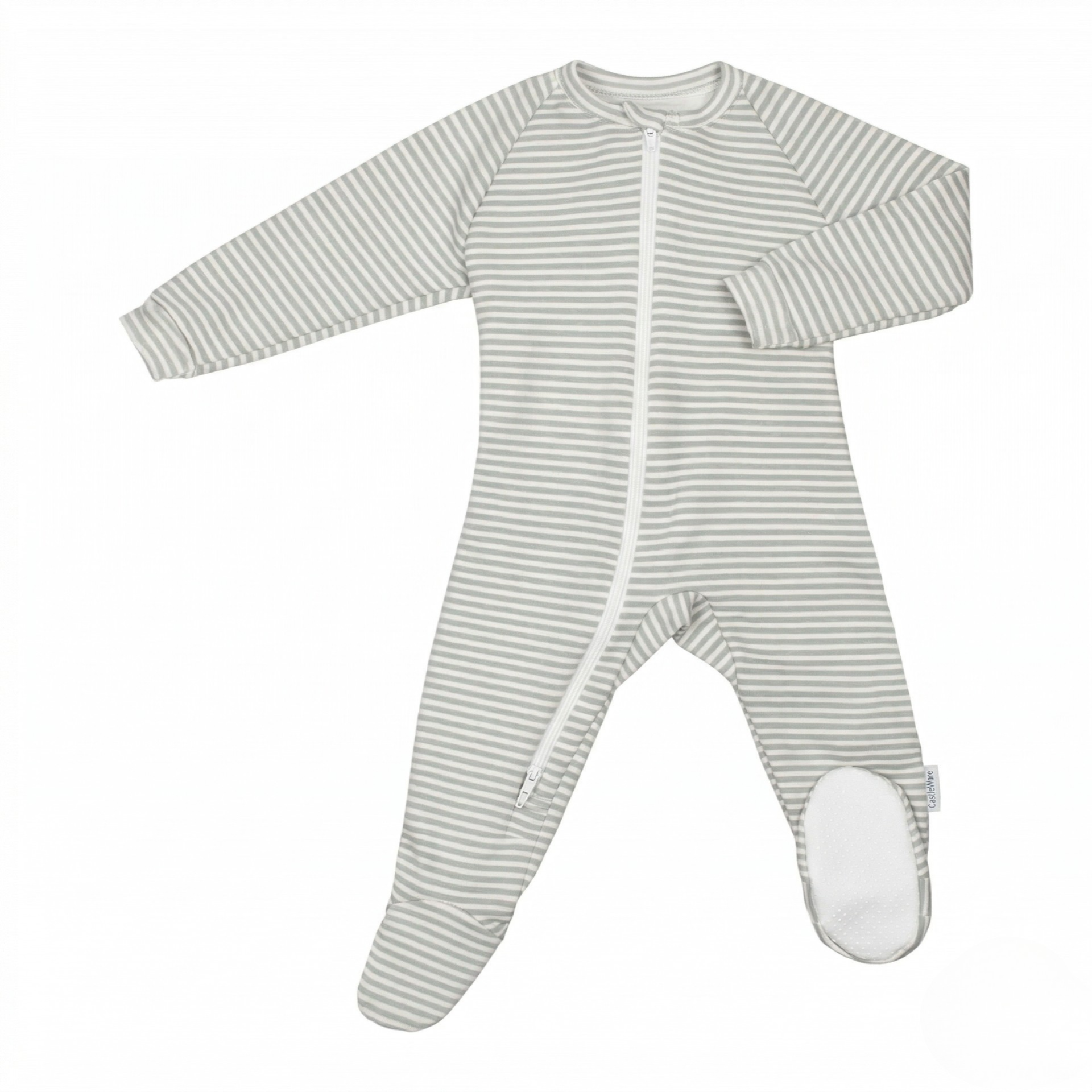 Organic Cotton Fleece Footed Sleeper TOG 2.0 Gray Stripe Footie Pajamas CastleWare Baby 910-51Footie_b1bd90ea-b00b-46f7-8176-65179a112ea2