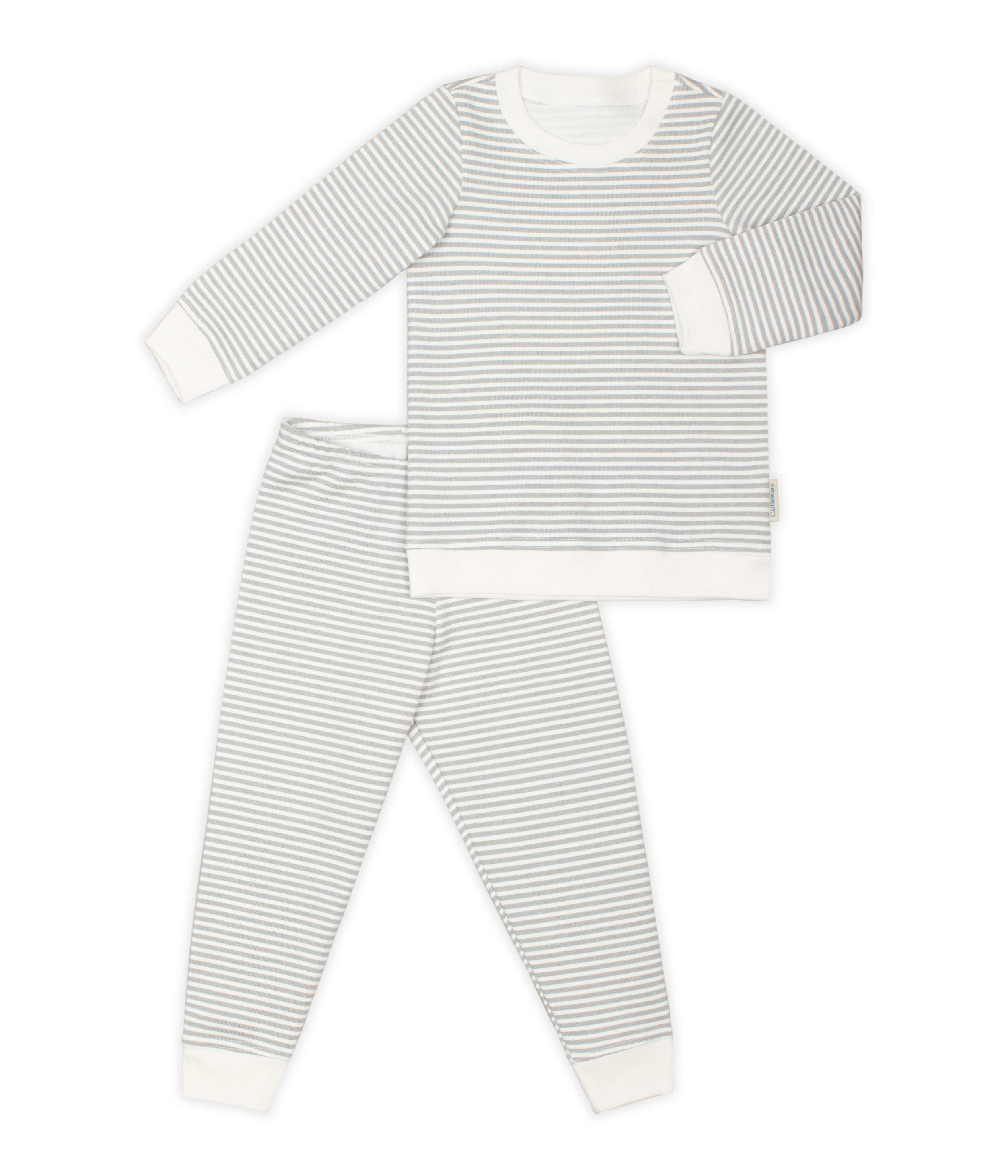 Organic Cotton Fleece Pajama and Play Set TOG 2.0 Soft Gray Stripe Pajama and Play Set CastleWare Baby CWB-975-51_54b292b2-7081-41ce-b566-43a8c1ac0e9f