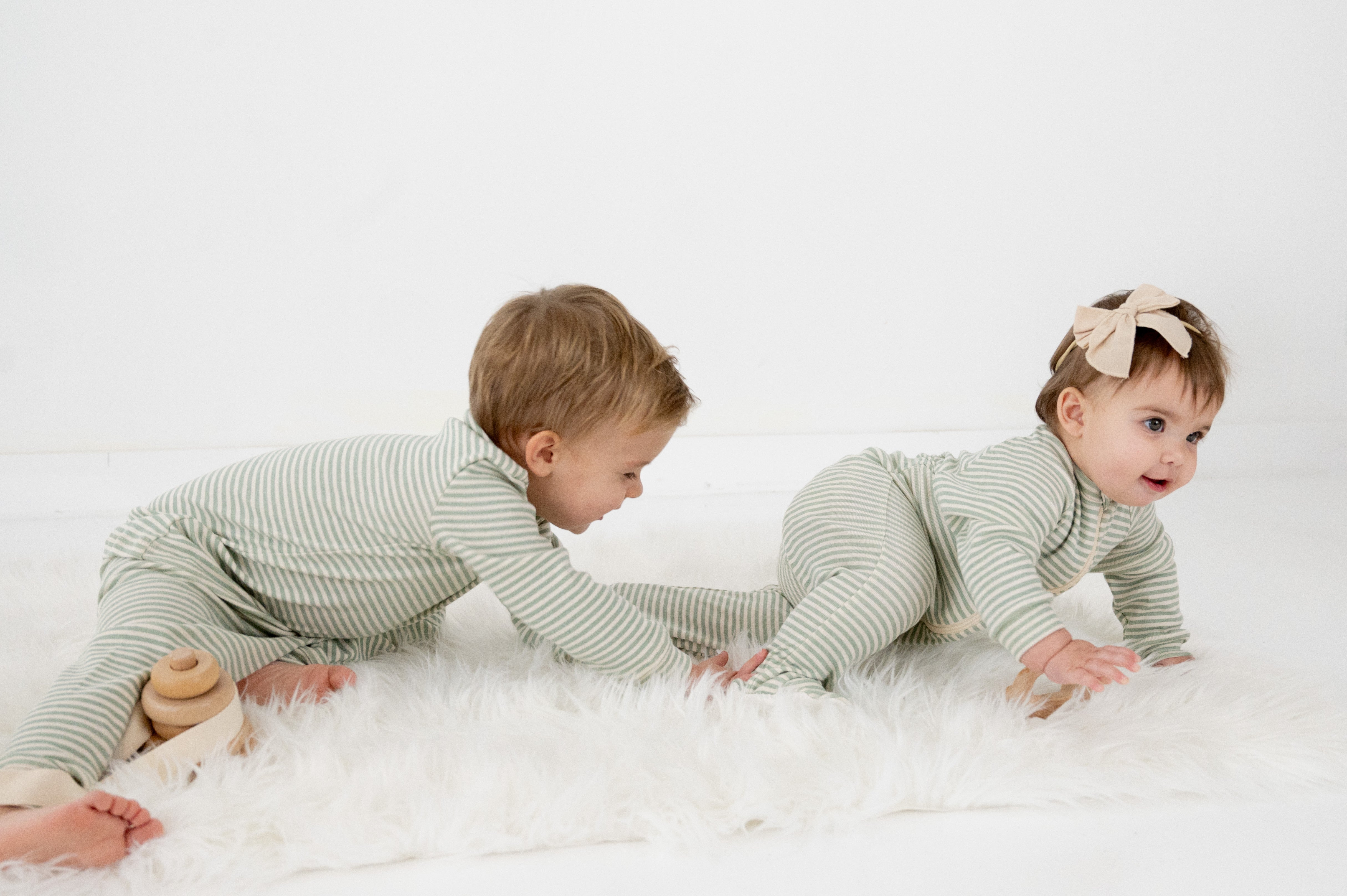 Organic Cotton Fleece Footed Sleeper TOG 2.0 Footie Pajamas CastleWare Baby Playing-striped-sets