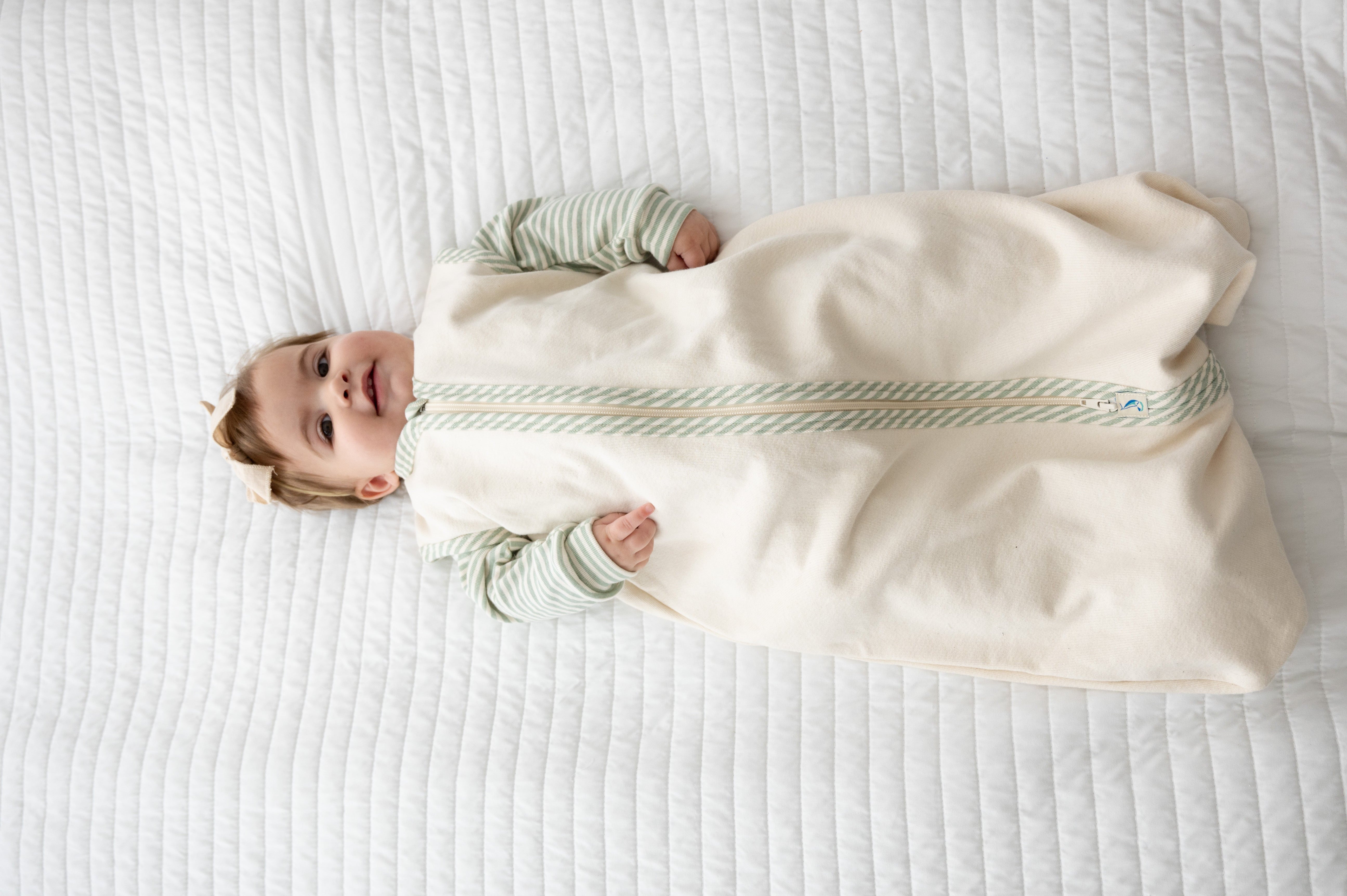 Sleeveless Organic Cotton Fleece Sleeper Bag TOG 2.0 Sleep Sack Baby & Toddler CastleWare Baby Striped_footie_Natural-Striped_SleeperBag