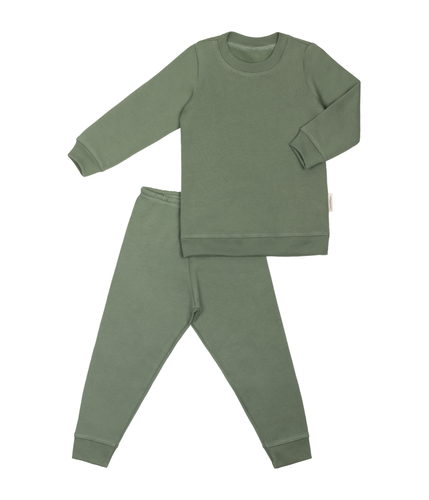 Organic Cotton Fleece Pajama and Play Set TOG 2.0 Moss Green Pajama and Play Set CastleWare Baby Website-Moss