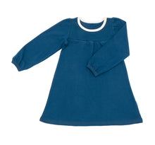 Girls Long Sleeve Organic Cotton Rib Knit Dress Poseidon Blue Long Sleeve Dress CastleWare Baby 423-34-3T_edit_color