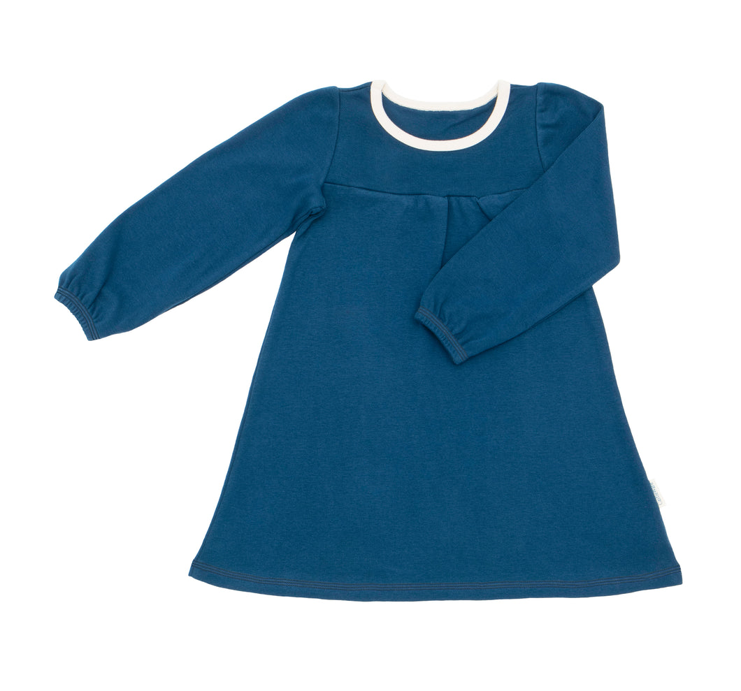 Girls Long Sleeve Organic Cotton Rib Knit Dress | CastleWare (Sizes 3M-4Y) Poseidon Blue / 6 Girls Long Sleeve Organic Cotton Rib Knit Dress | CastleWare (Sizes 3M-4Y) Poseidon Blue / 6