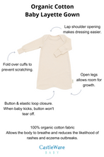 Newborn Organic Cotton Fleece Gown TOG 2.0 CastleWare Baby Website_AltImageInfo-Graphics1000x1500px_BabyGown